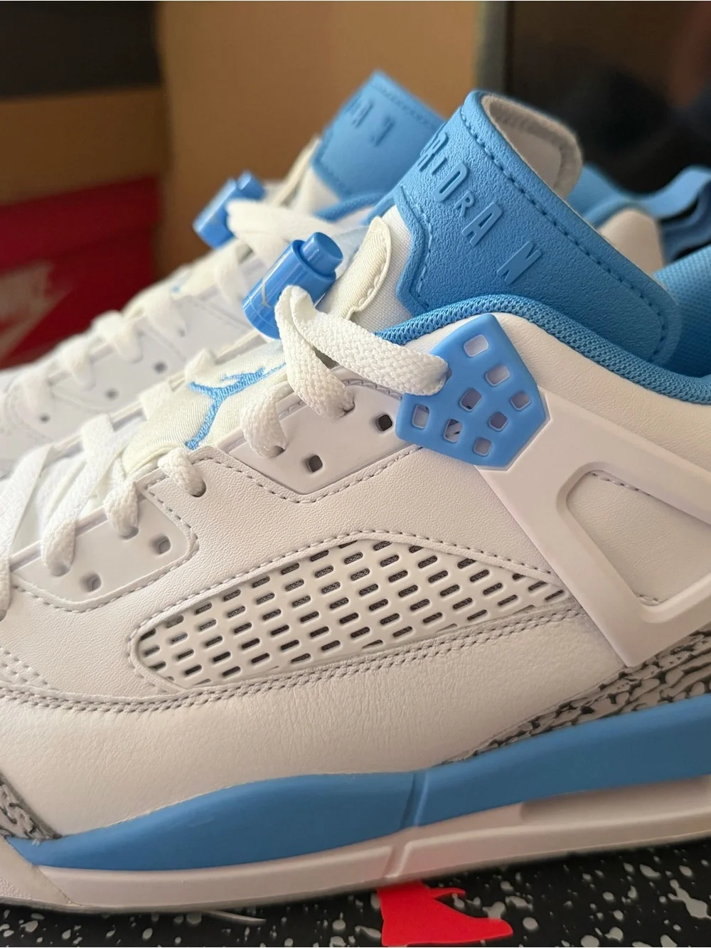 Jordan Retro Men’s Sneakers White and Light Blue with Elephant Print